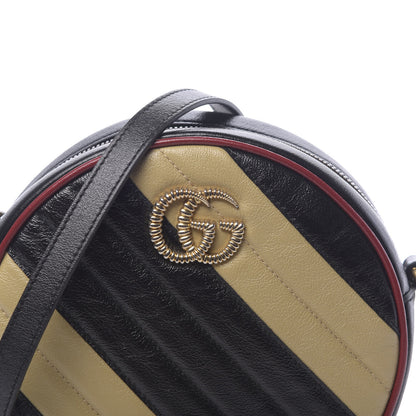 Gucci Azalea Calfskin Matelasse Diagonal Patchwork Mini Torchon GG Marmont Round Shoulder Bag Black Beige Romantic Cerise 10 of 10