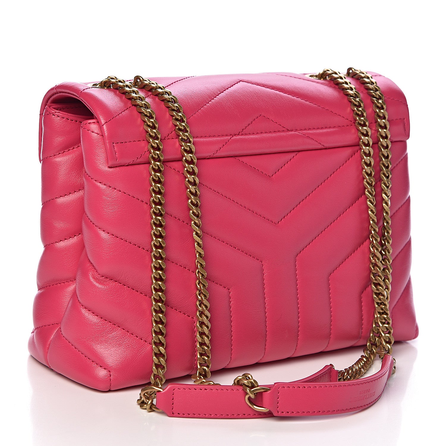 Saint Laurent Calfskin Y Quilted Monogram Small Loulou Chain Satchel Fresh Fuchsia 3 of 12