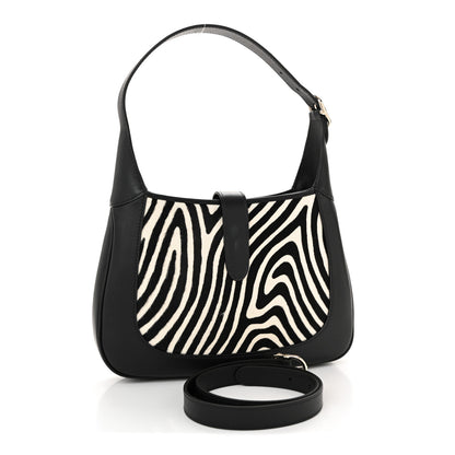 Gucci Pony Hair Zebra Print Calfskin Small Jackie 1961 Hobo Black White 3 of 11