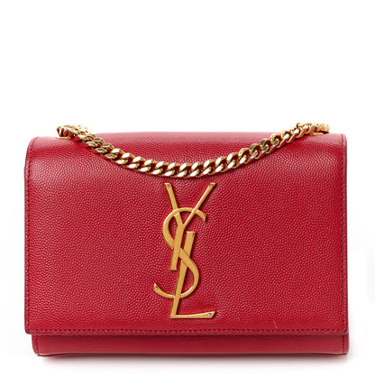Saint Laurent Grain De Poudre Small Monogram Kate Satchel Red 1 of 11