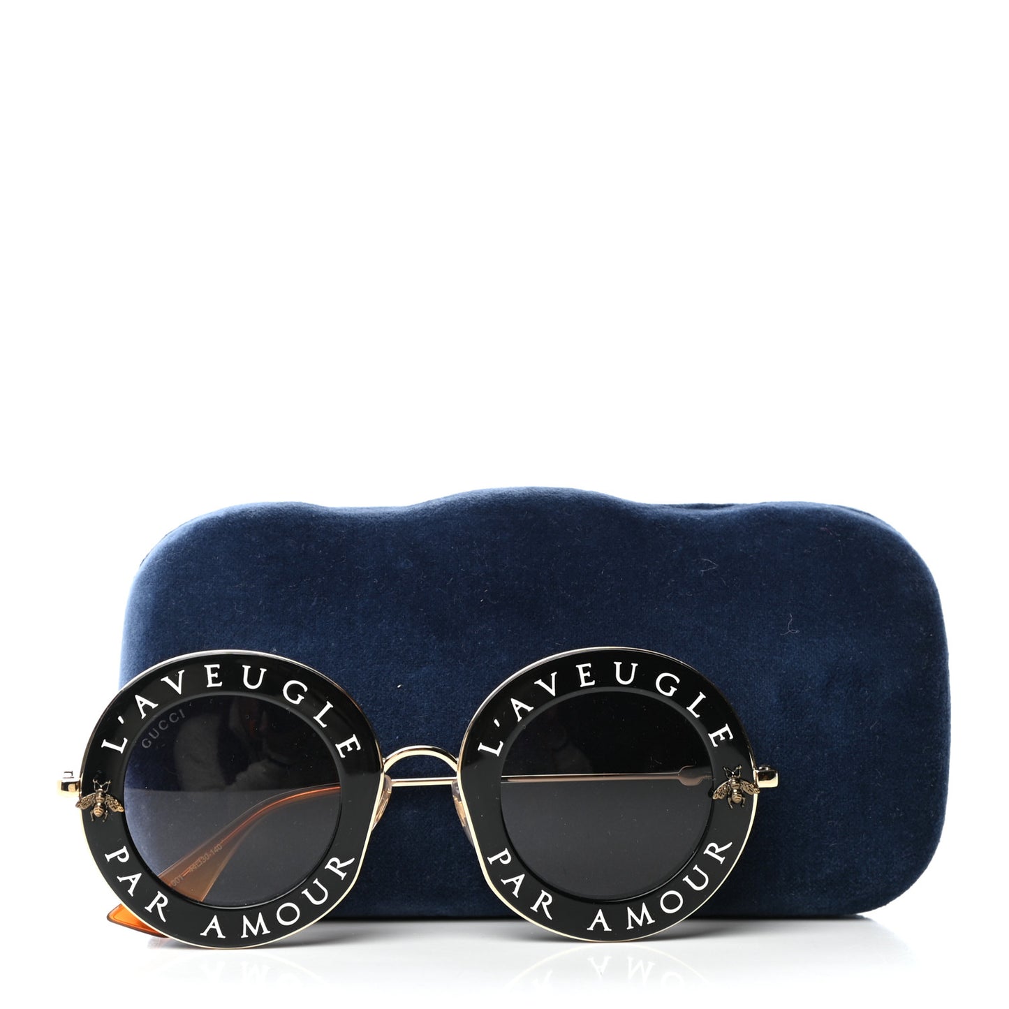 Metal L'Aveugle Par Amour Round Frame Sunglasses GG0113S Black
