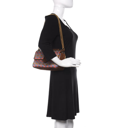 Fendi Suede Satin Double F Shoulder Bag Marrone Rosso Blue 2 of 11