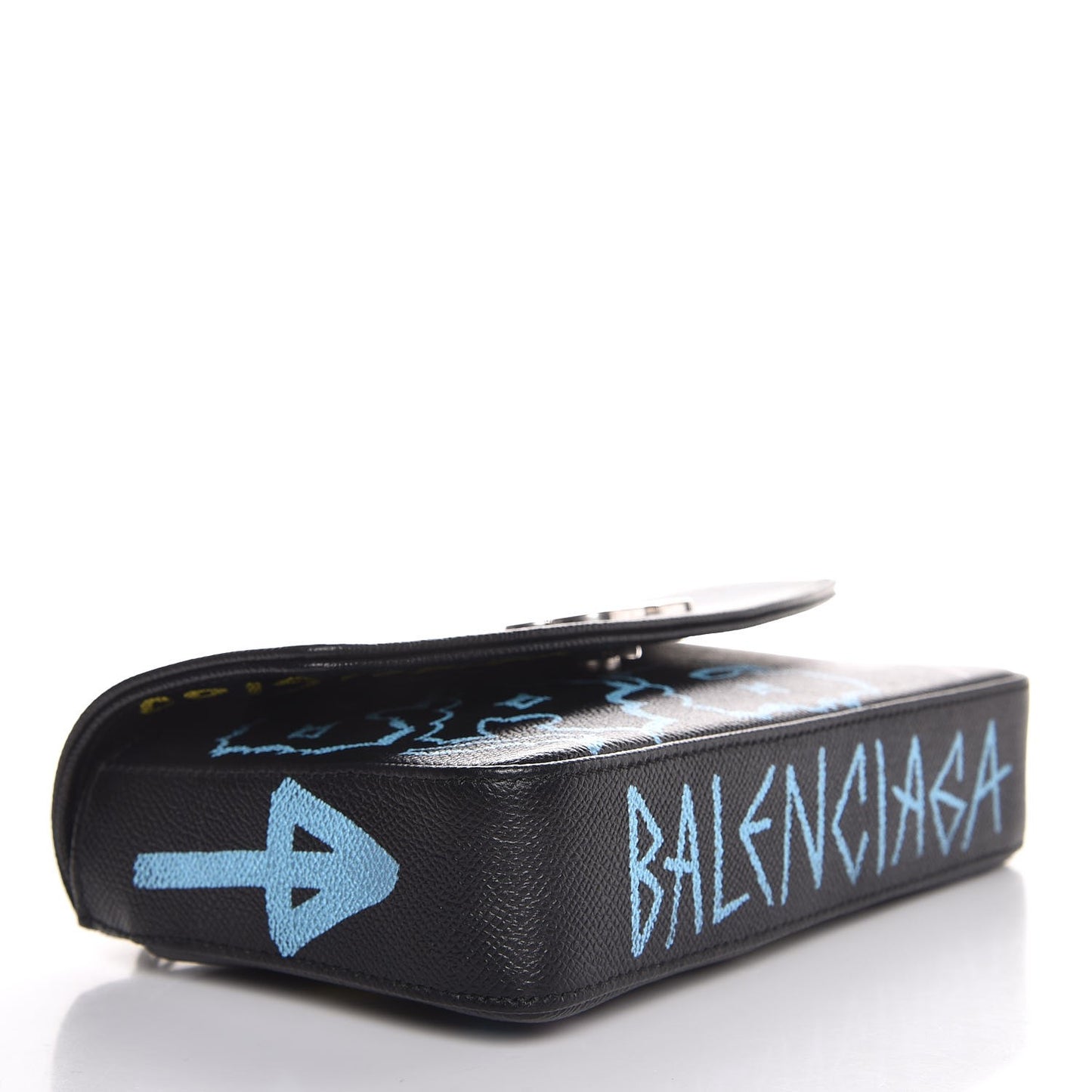 Calfskin Graffiti BB Chain Wallet Black Multicolor
