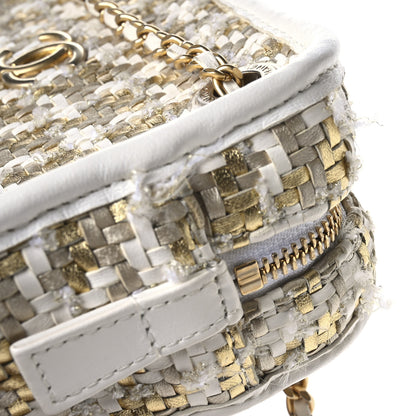 Chanel Metallic Lambskin Viscose Woven Small Camera Case White Gold 11 of 12