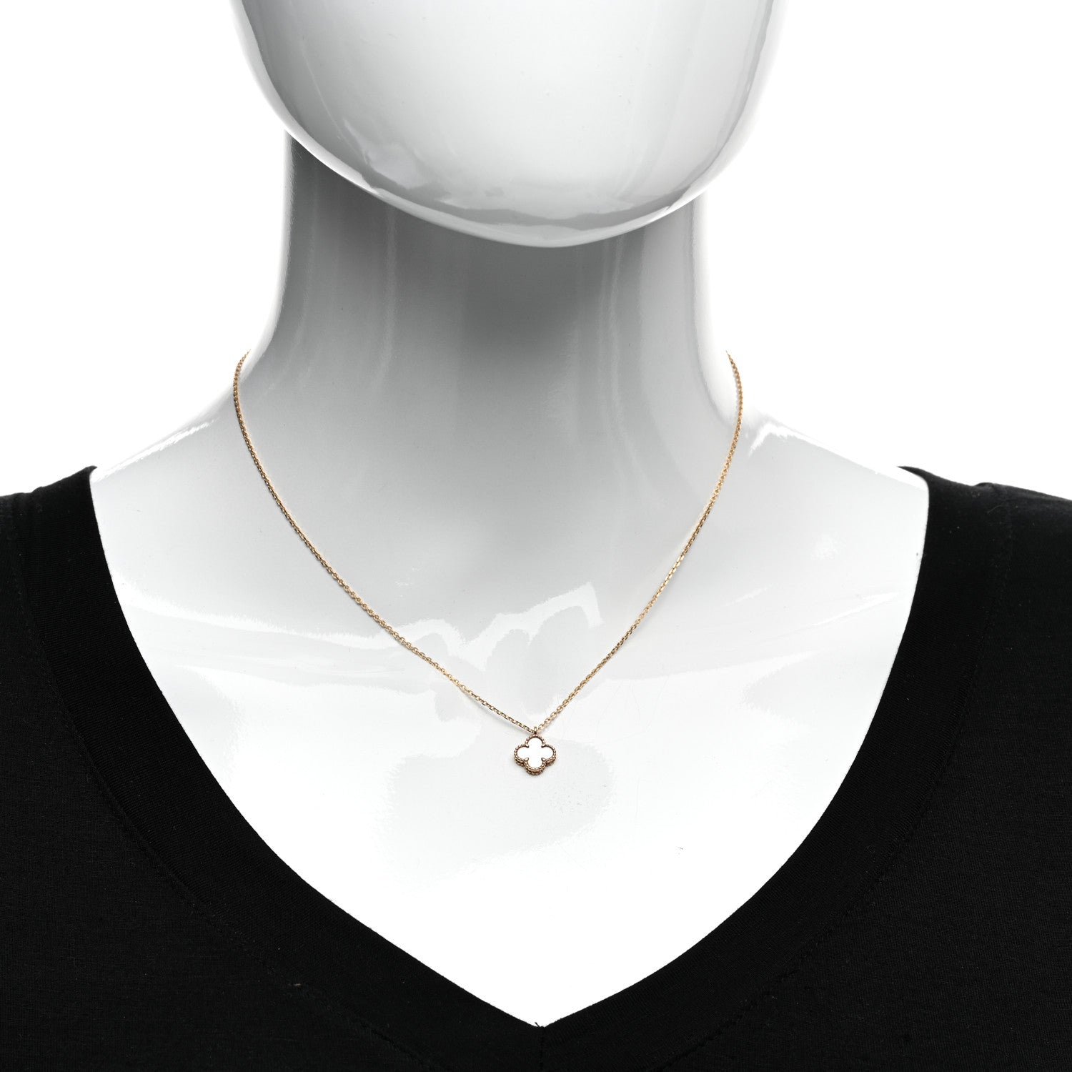 Van Cleef & Arpels 18K Yellow Gold Mother of Pearl Sweet Alhambra Pendant Necklace 2 of 6