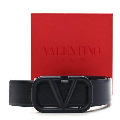 Valentino Garavani Glossy Calfskin Monochrome VLogo Belt 90 36 Black 4 of 4