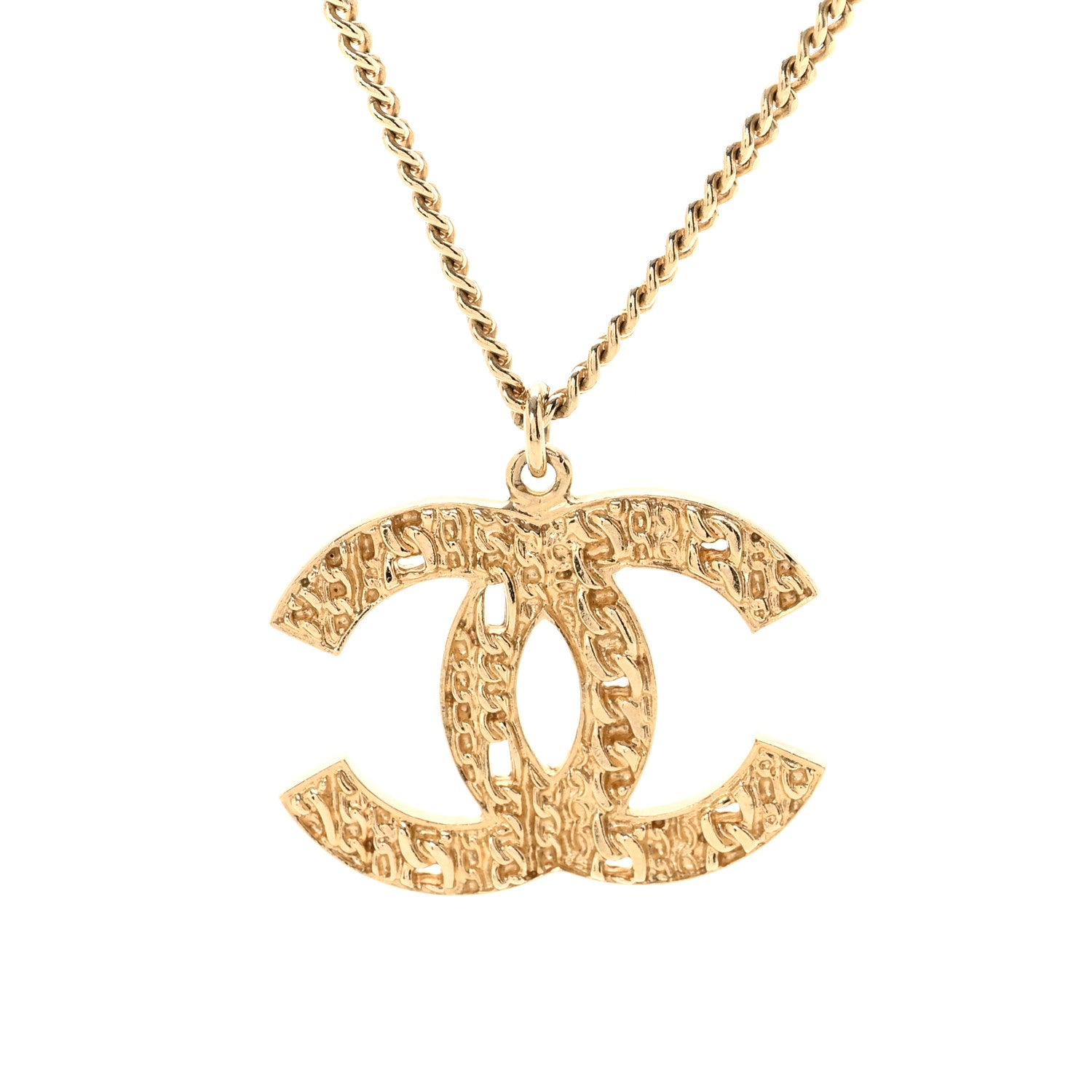 Chanel Tweed Effect CC Necklace Gold 4 of 6