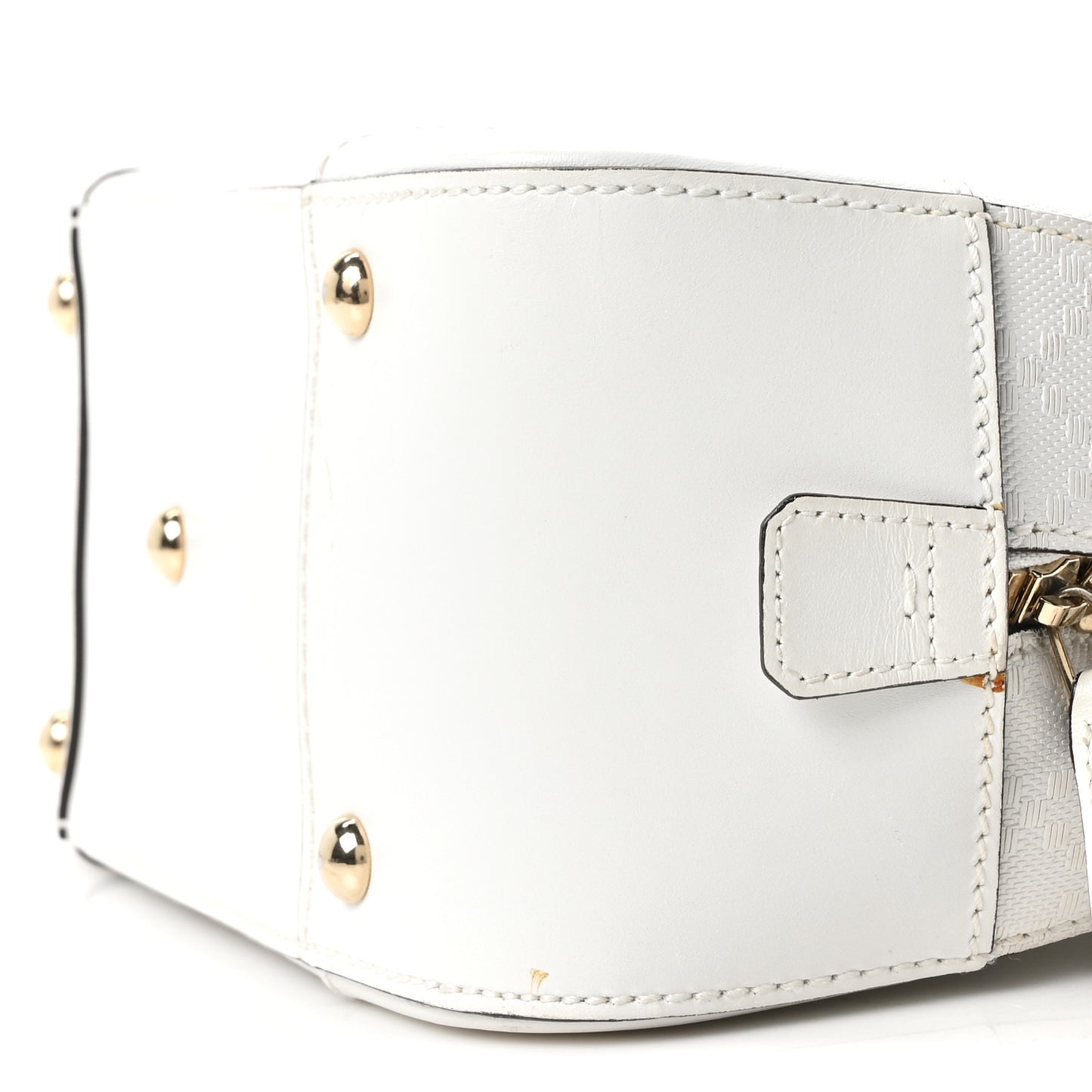Calfskin Diamante Small Top Handle Bag White