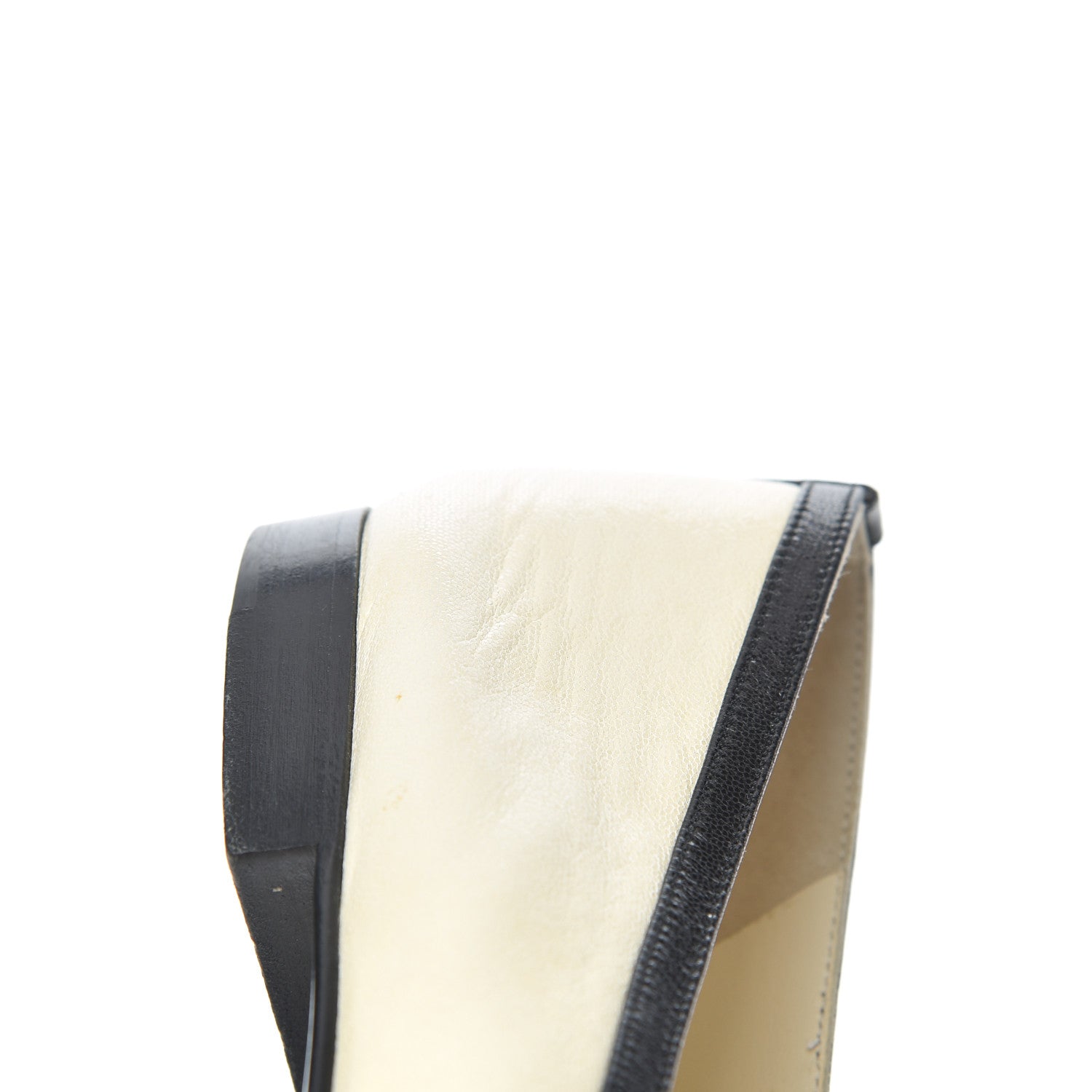 Chanel Goatskin Cap Toe Bow CC Ballerina Flats 36.5 Ivory Black 13 of 24