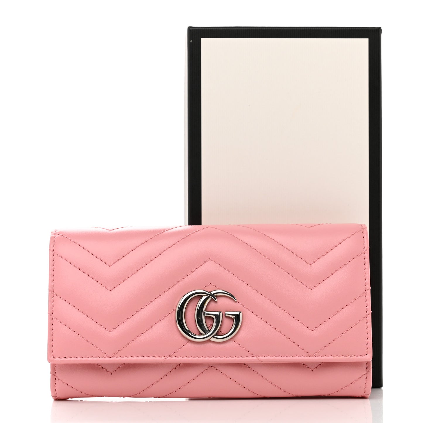 Calfskin Matelasse GG Marmont Continental Wallet Wild Rose