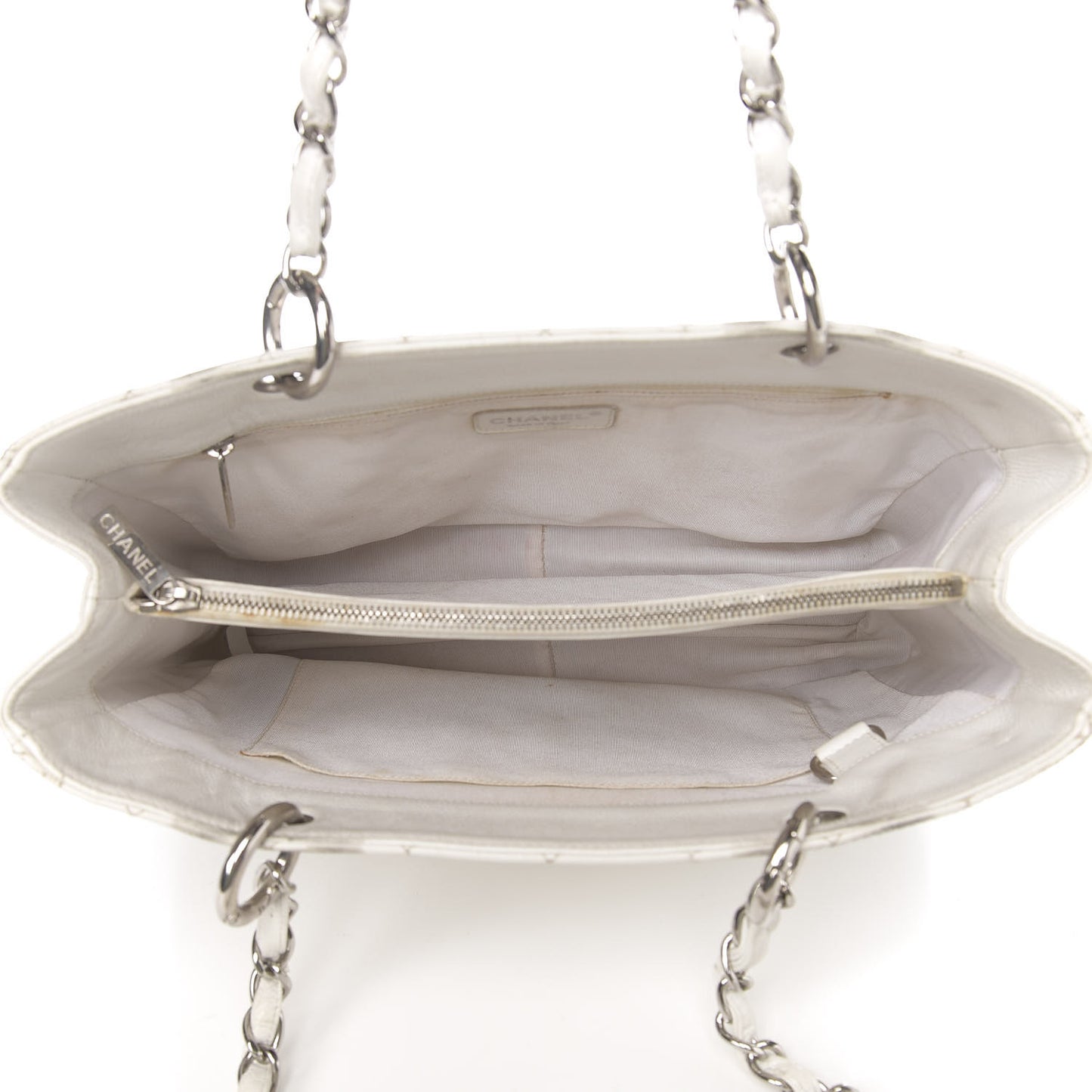 Caviar Quilted Grand Shopping Tote GST White