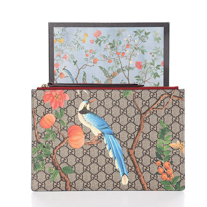 Gucci GG Supreme Monogram Tian Large Zip Pouch Beige Multicolor Red 8 of 8