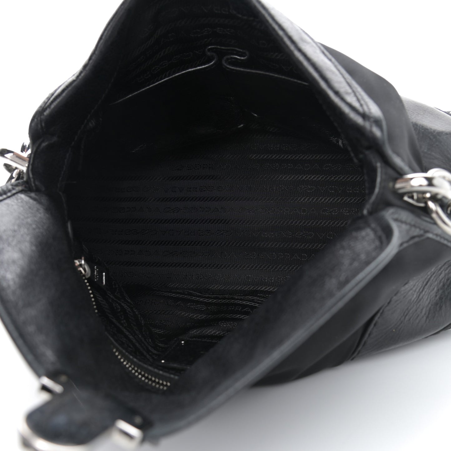 Calfskin Tessuto Nylon Shoulder Bag Black
