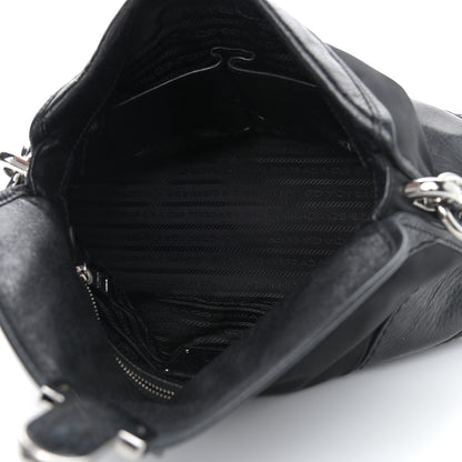 Prada Calfskin Tessuto Nylon Shoulder Bag Black 5 of 11