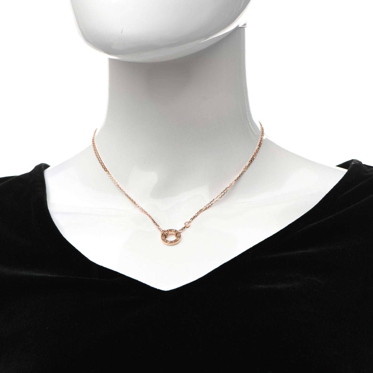 18K Pink Gold 2 Diamond LOVE Necklace