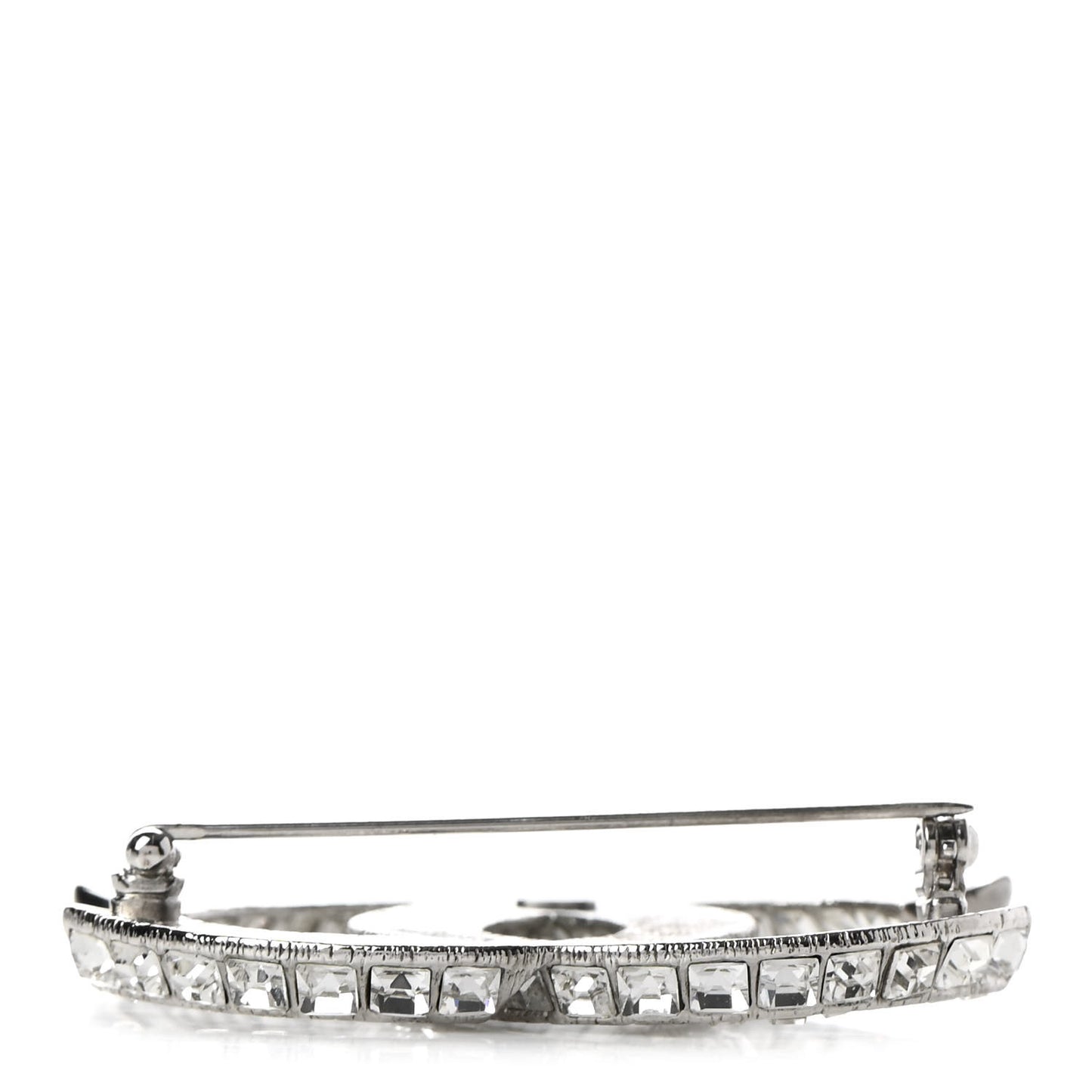 Baguette Crystal CC Brooch Silver