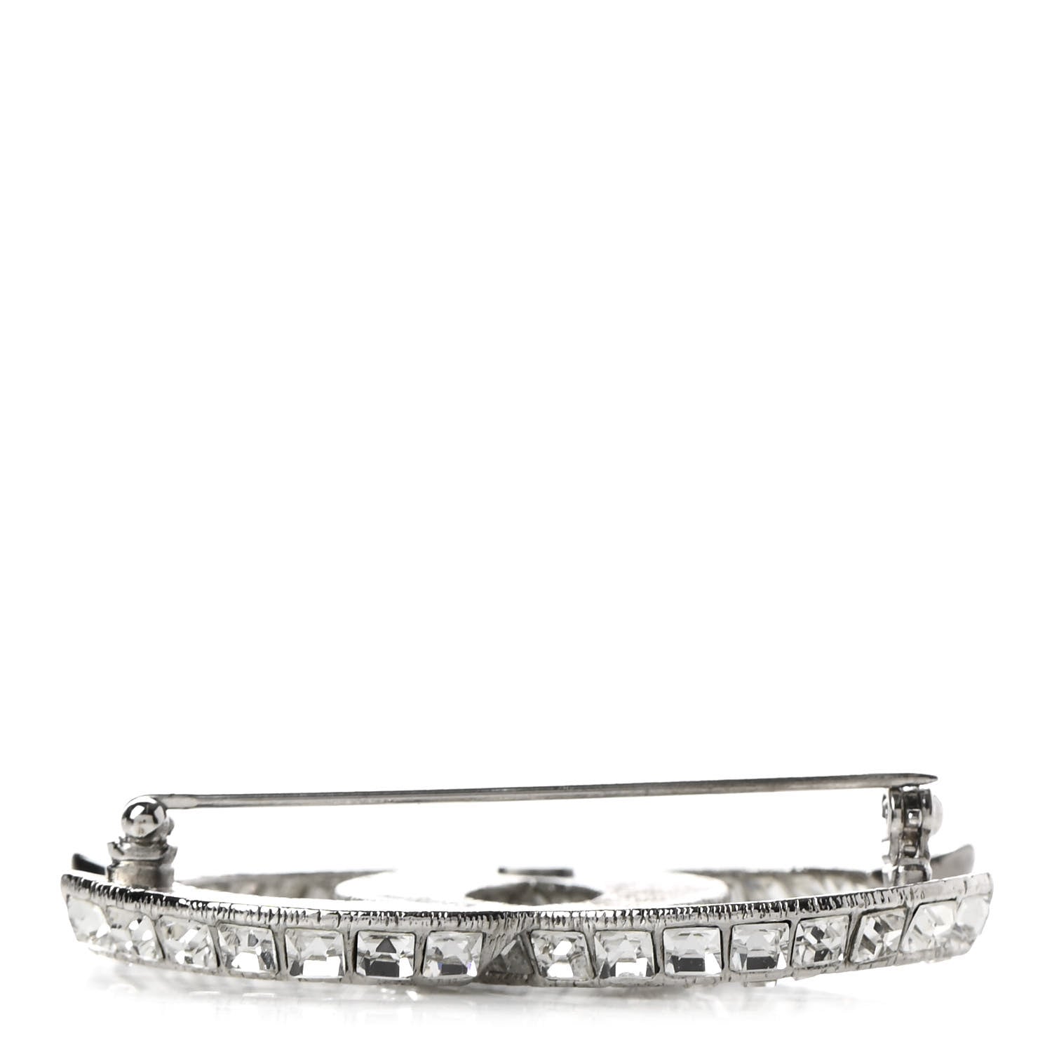 Chanel Baguette Crystal CC Brooch Silver 5 of 7