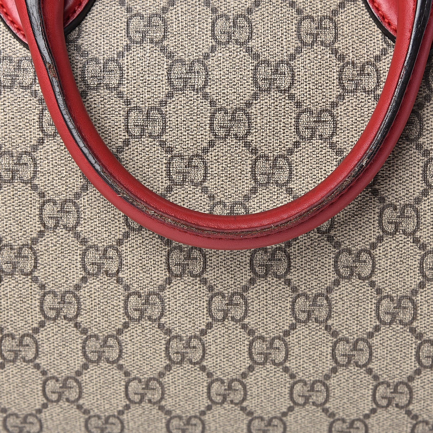 GG Supreme Monogram Medium Boston Beige Hibiscus Red New Rosette