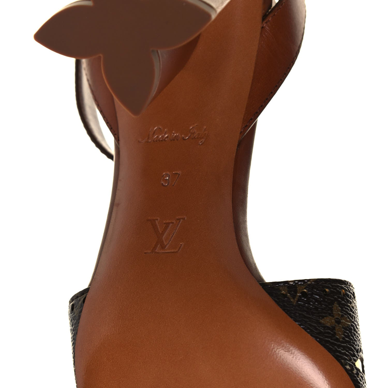 Louis Vuitton Calfskin Perforated Monogram Silhouette Sandals 37 Gold 6 of 8