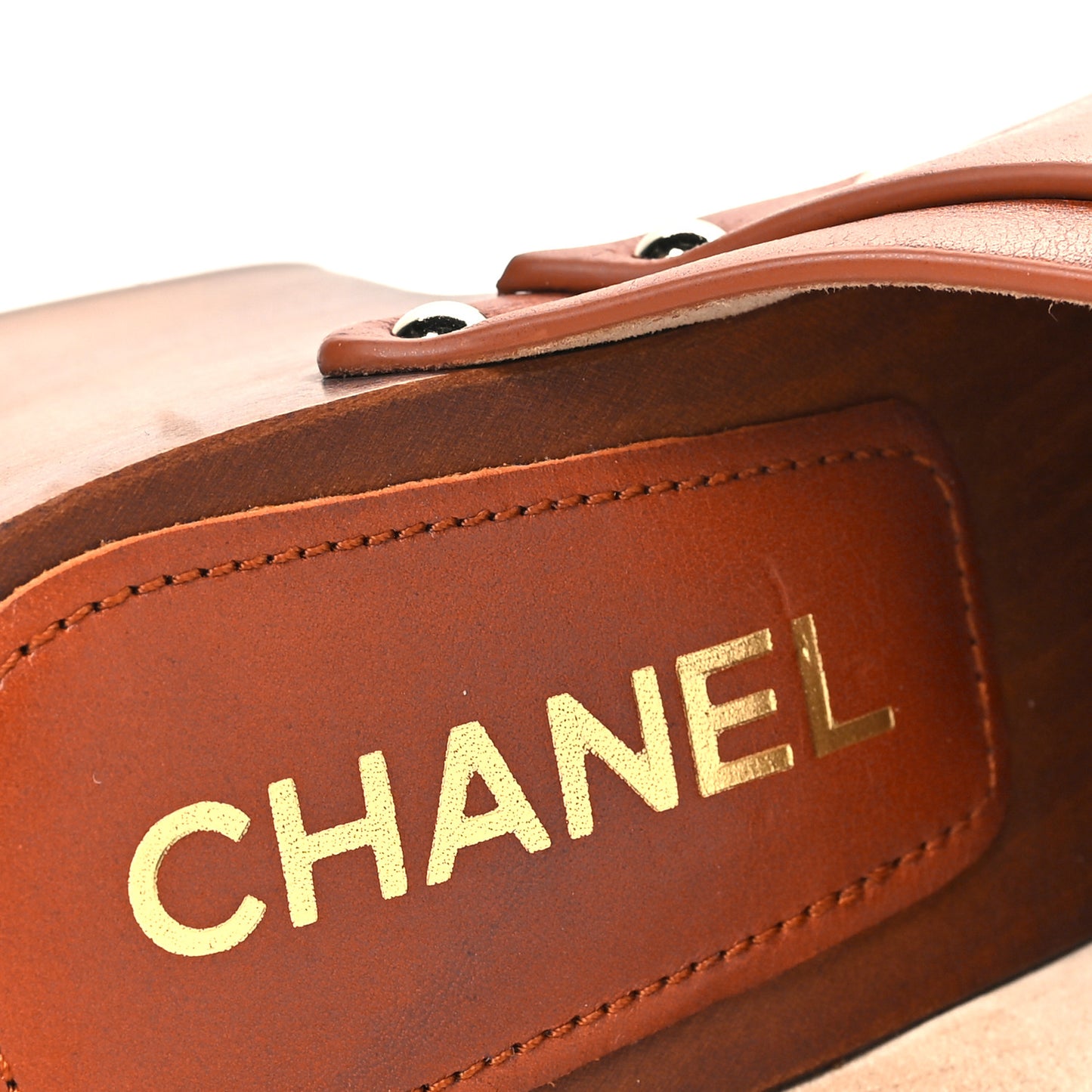 Calfskin Camellia Clogs 38  Brown