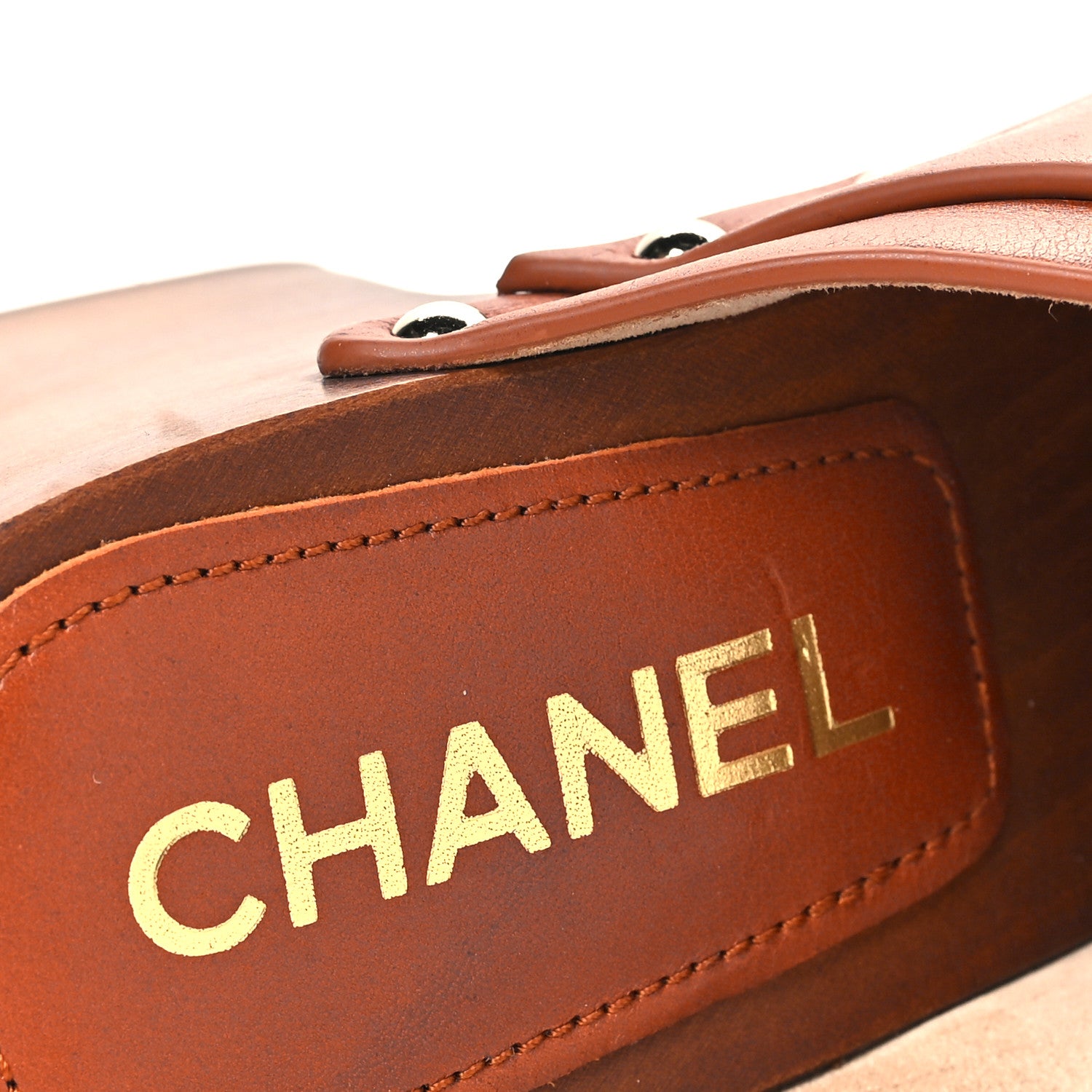 Chanel Calfskin Camellia Clogs 38  Brown 8 of 9