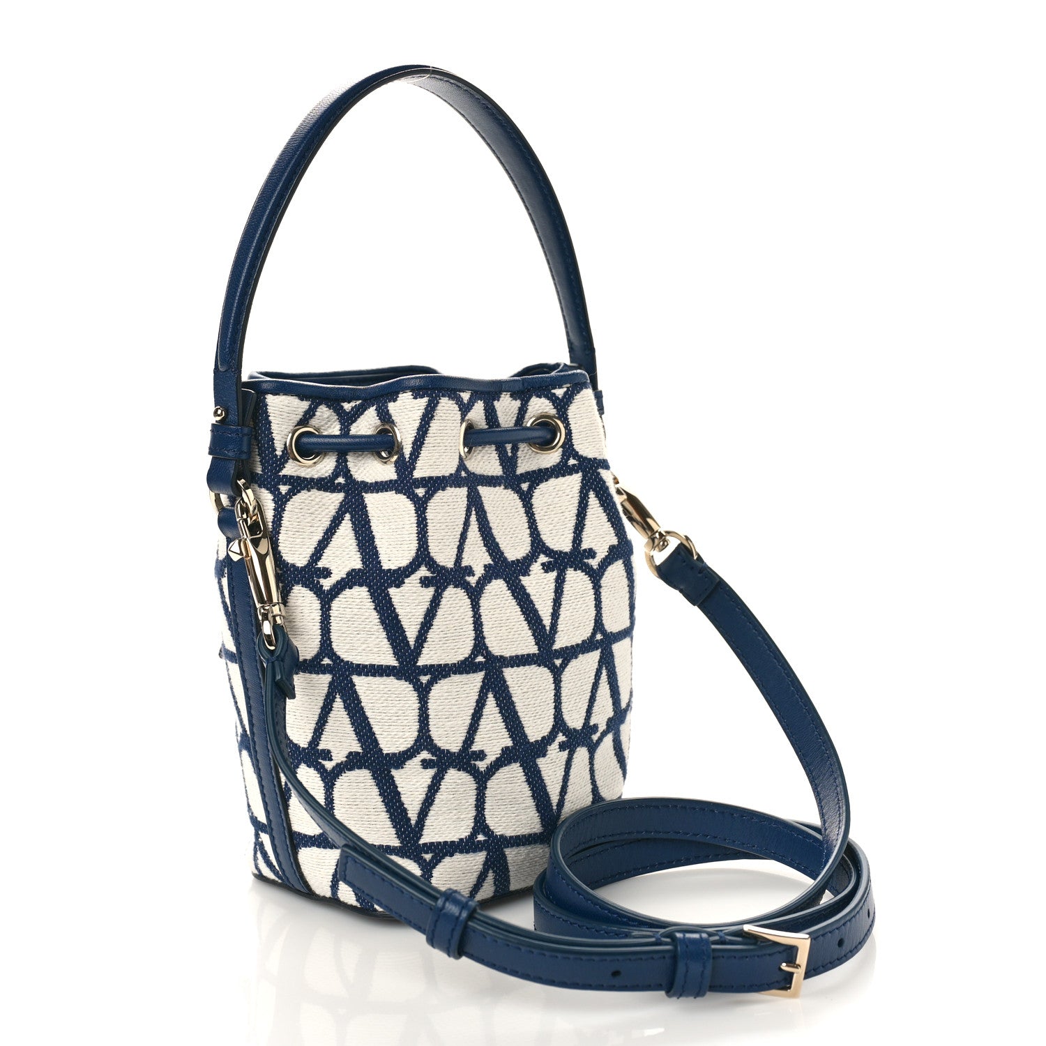 Valentino Garavani Toile Iconographe Nappa Mini Vlogo Signature Bucket Bag White Worker 2 of 8