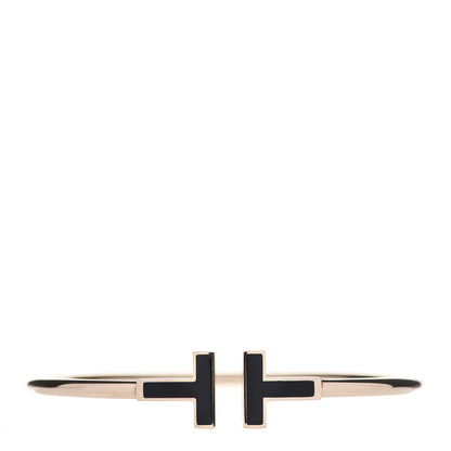 Tiffany 18K Rose Gold Black Onyx T Wire Bracelet 1 of 6