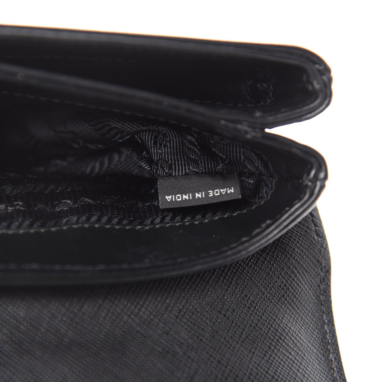 Saffiano Tessuto Nylon Chain Shoulder Bag Black