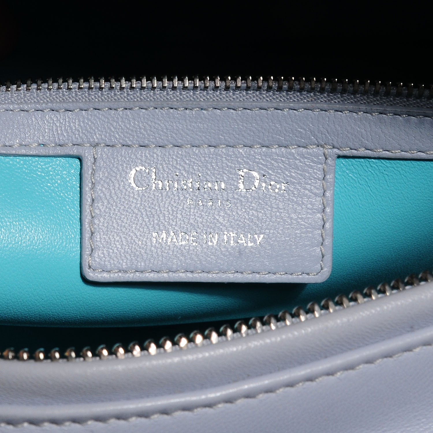 Christian Dior Lambskin Cannage Large Lady Dior Grey Turquoise 5 of 8