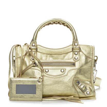 Balenciaga Laminated Agneau Classic Hardware Mini City Gold 1 of 7