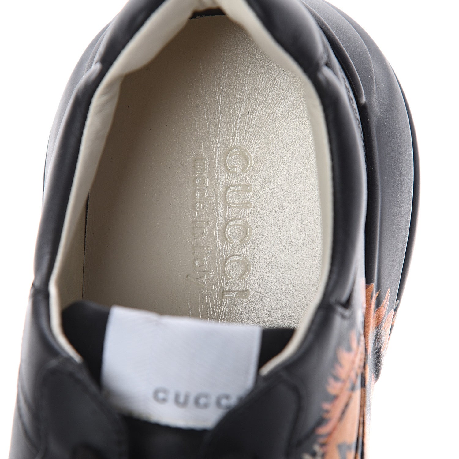 Gucci Calfskin Tiger Print Mens Rhyton Sneakers 10 Black 7 of 7