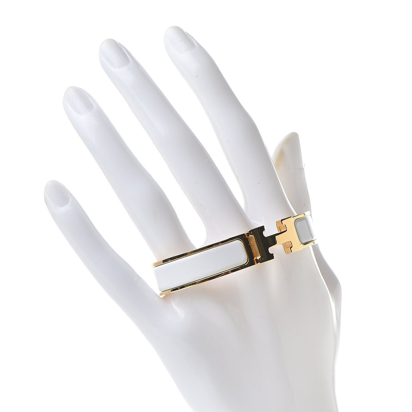 Enamel Narrow Clic Clac H Bracelet GM White