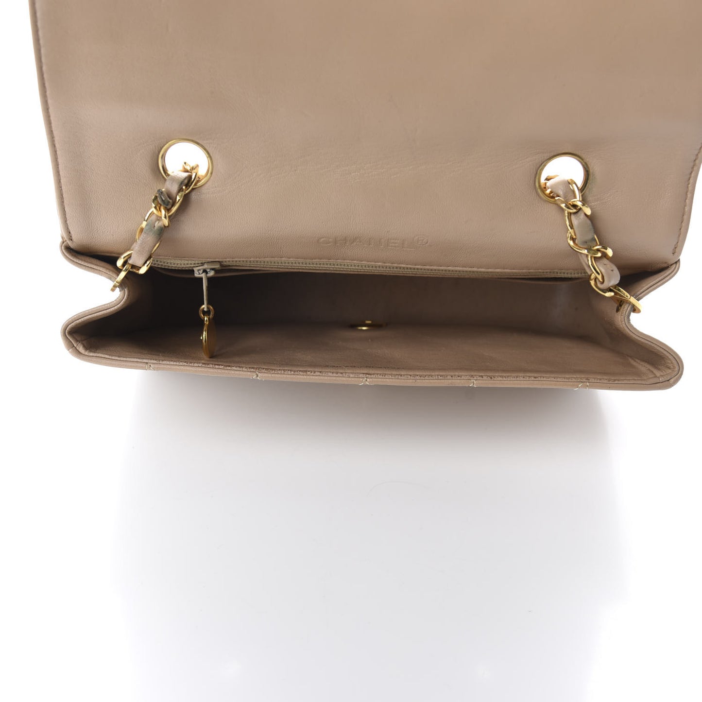 Lambskin Quilted Small Single Flap Beige