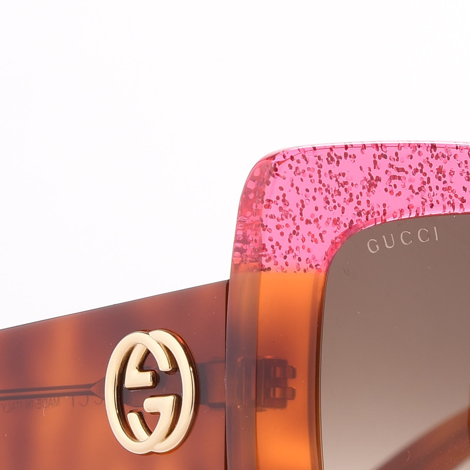 Gucci Square Frame GG0083S Sunglasses Glitter Pink Multi 8 of 10