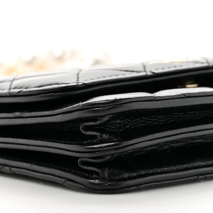 Chanel Calfskin Quilted Mini Maxi Pearls Wallet On Chain WOC Black 11 of 11
