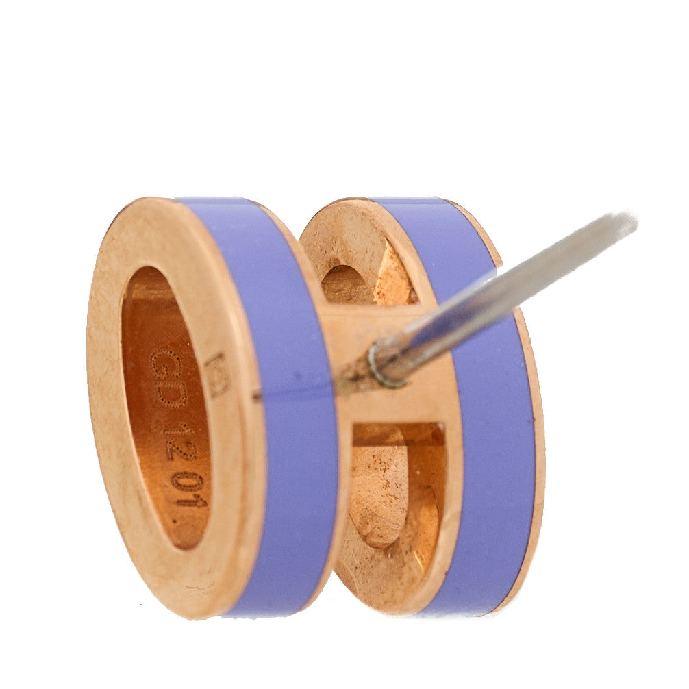 Hermes Rose Gold Lacquered Mini Pop H Earrings Lilac 3 of 5