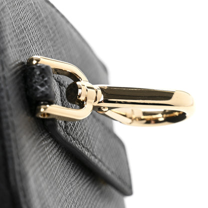 Prada Saffiano Triangle Zip Around Mini Pouch Black 7 of 8