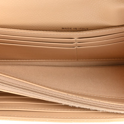 Chanel Caviar Quilted Large Gusset Flap Wallet Beige 7 of 13