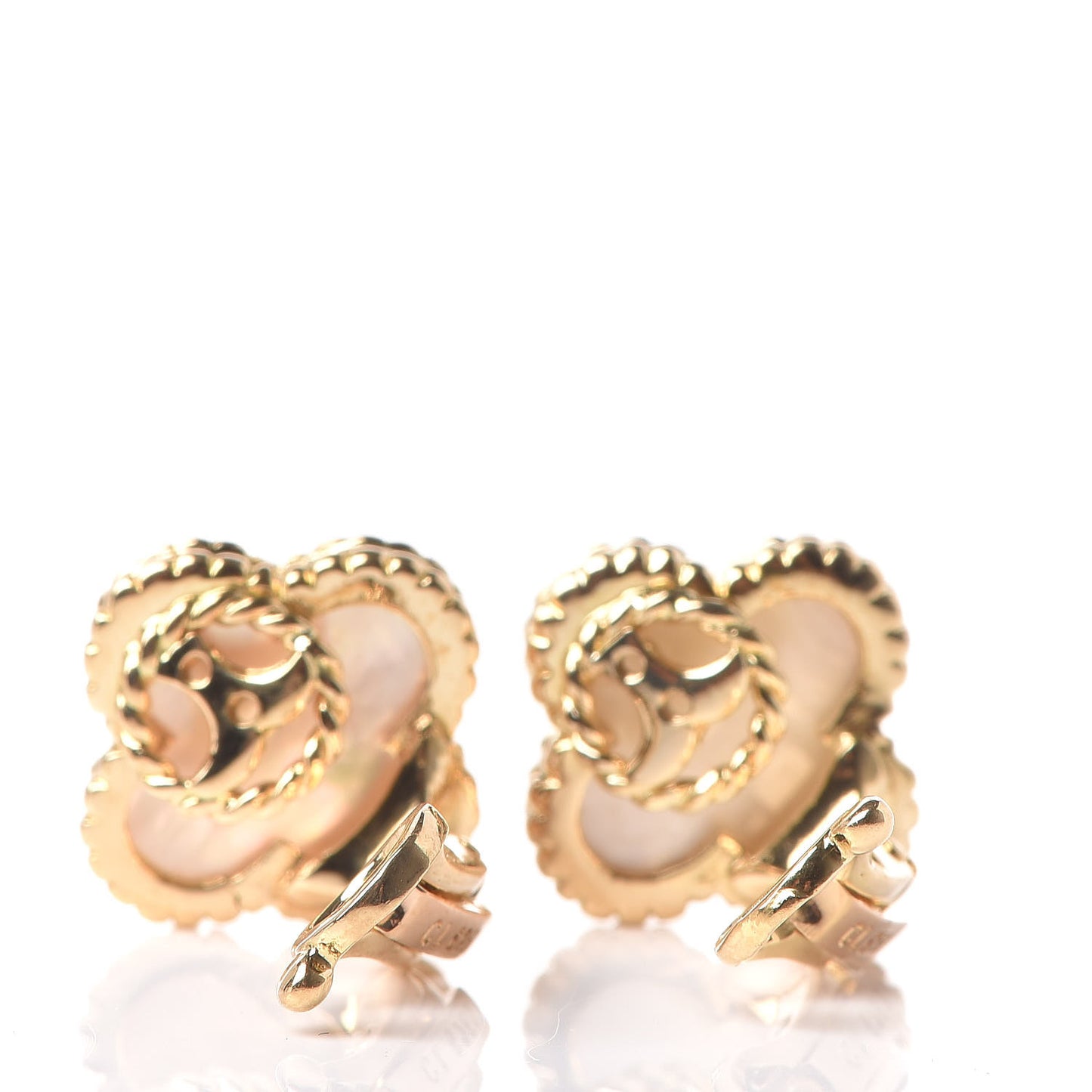 18K Yellow Gold Mother of Pearl Vintage Alhambra Clip-On Earrings