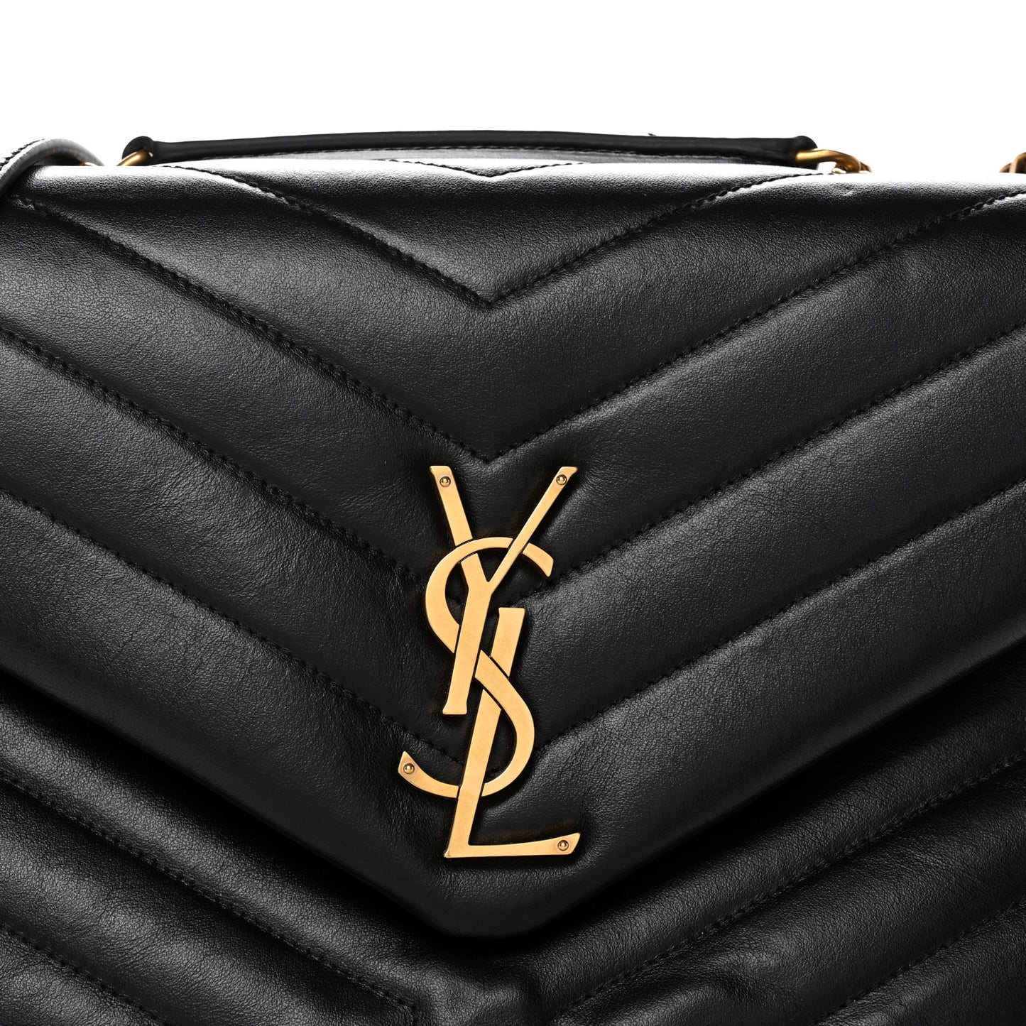 Calfskin Y Quilted Monogram Medium Loulou Chain Satchel Black