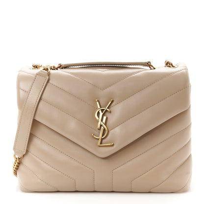 Saint Laurent Calfskin Y Quilted Monogram Small Loulou Chain Satchel Dark Beige 1 of 11