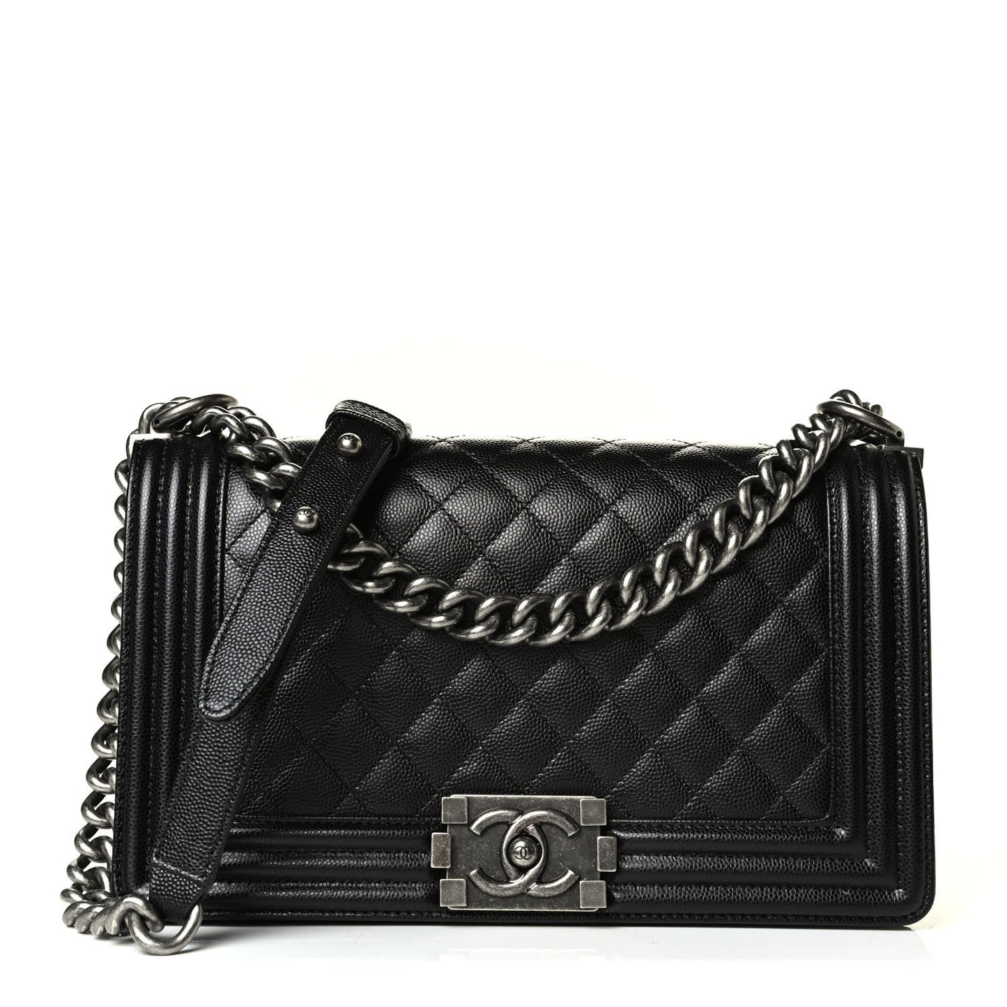 Caviar Quilted Medium Boy Flap Black