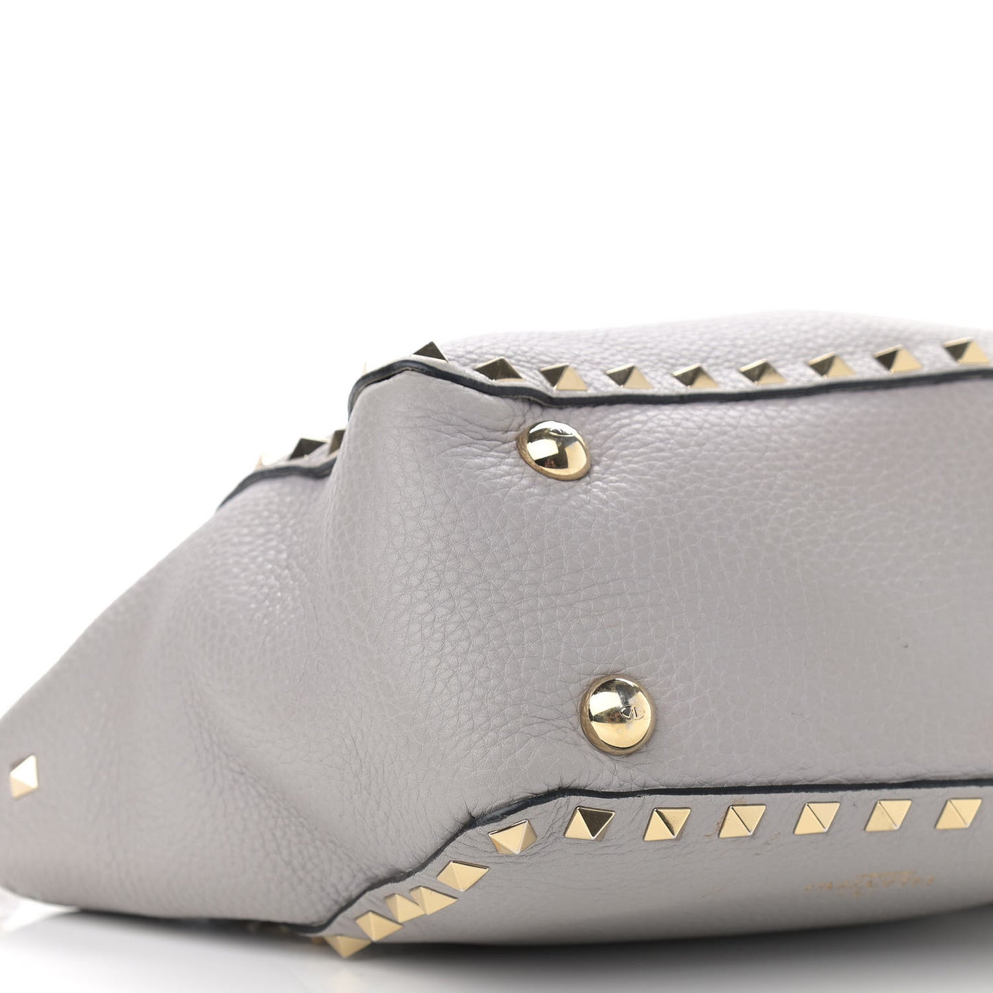 Grained Calfskin Mini Rockstud Tote Pastel Grey