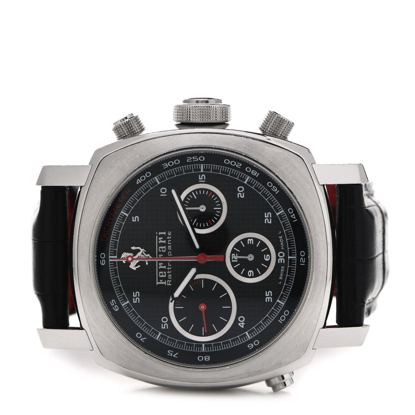 Stainless Steel Alligator 45mm Ferrari Granturismo Rattrapante Automatic Watch Black FER00005