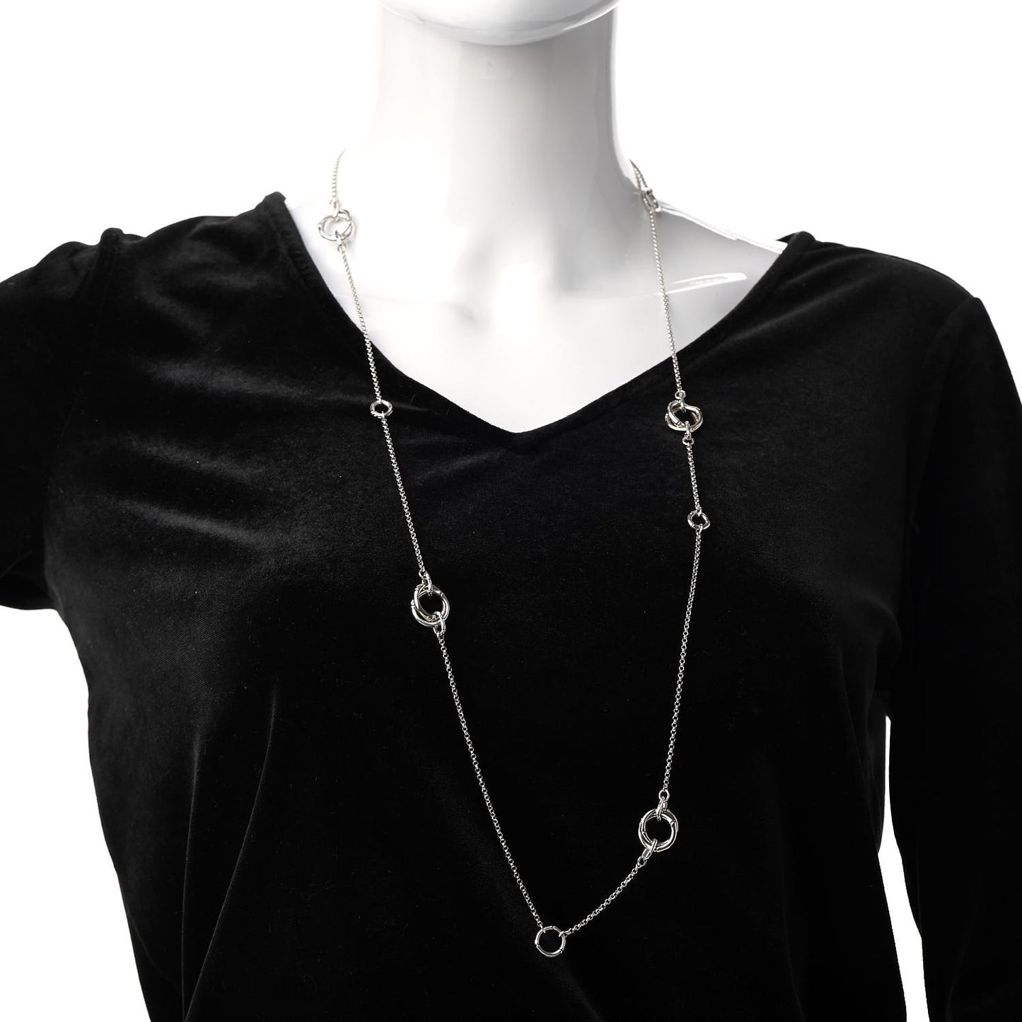 Sterling Silver 18K Yellow Gold Bamboo Sautoir Necklace