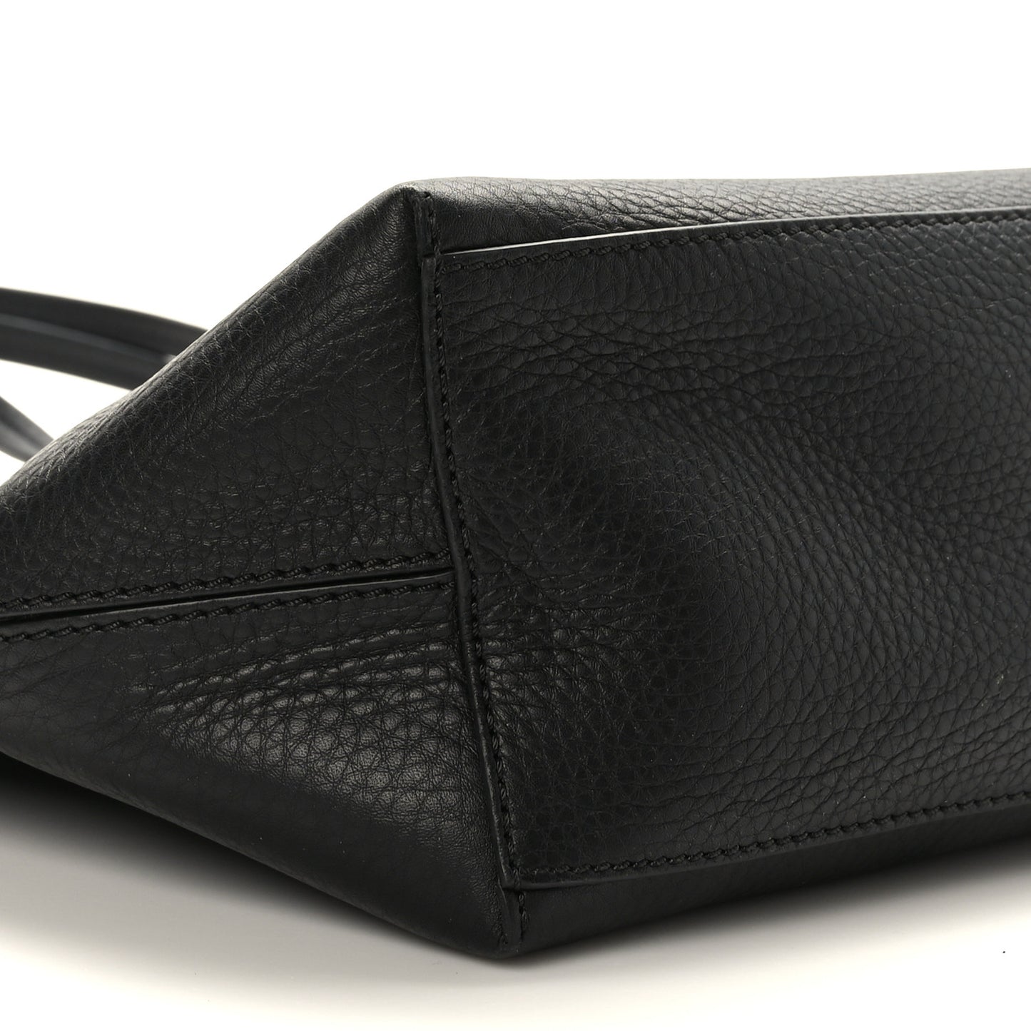 Grained Calfskin Rockstud Shoulder Tote Black