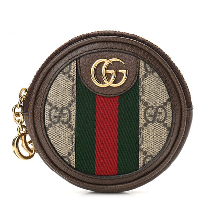 Gucci GG Supreme Monogram Web Ophidia Round Coin Purse Beige New Acero 1 of 10