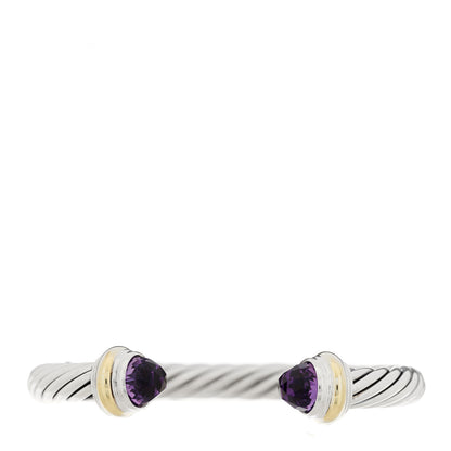 David Yurman Sterling Silver 14K Yellow Gold Amethyst 7mm Cable Classics Bracelet 1 of 3
