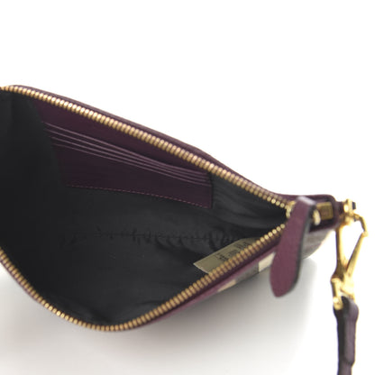 Burberry House Check Peyton Crossbody Clutch Bag Mahogany Red 5 of 9
