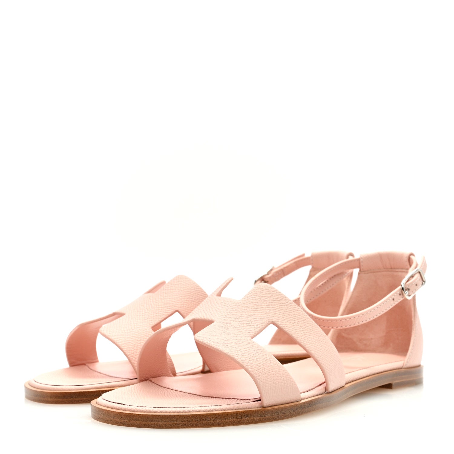 Hermes Epsom Santorini Sandals 39.5 Rose Porcelaine 2 of 9